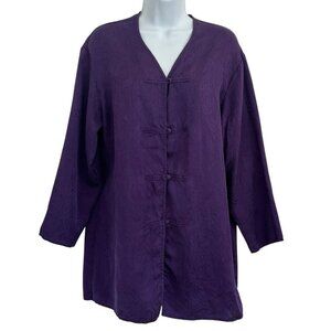 Vtg Victoria’s Secret Gold Label Silk Purple Sleepshirt Night Shirt Frog Buttons